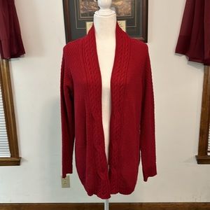 Croft&Barrow, Womens OpenCardigan SweaterRedKnitLongSleeve PullOn, Lg.